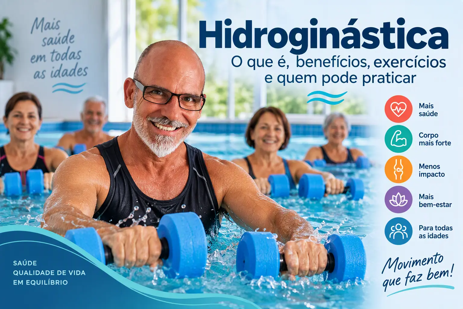 Hidroginástica: benefícios, exercícios e tudo o que precisa de saber